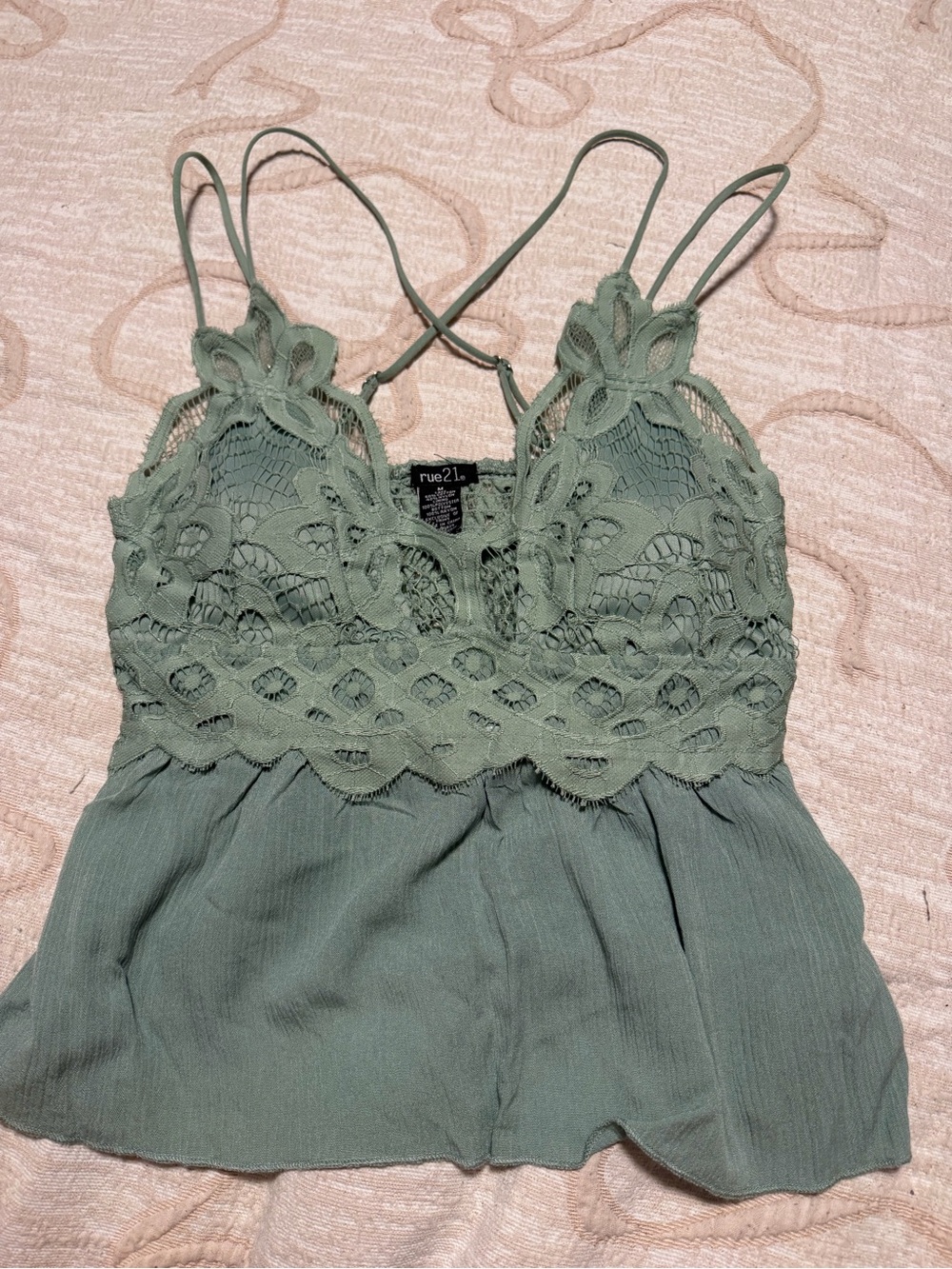 Rue21 Sage Green Crochet Lace Cami Top